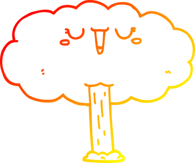 Bir insan tarafından çizilmiş bir çizgi film ağacının sıcak gradyan çizimi