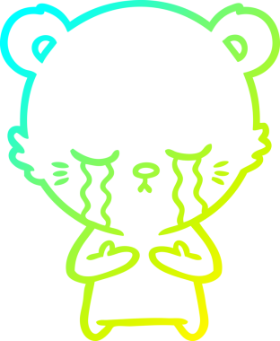 Bir insan tarafından çizilmiş ağlayan çizgi film ayısının soğuk gradyan çizgisi.