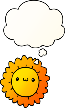 Düşünce baloncuğu olan karikatür çiçeği bir insan tarafından çizilmiş.