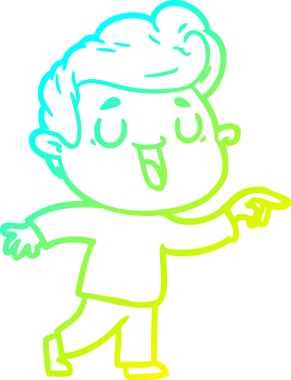 Bir insan tarafından çizilmiş mutlu bir çizgi film karakteri çizimi.