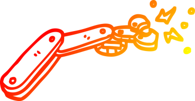 Bir insan tarafından çizilmiş bir robot kolun sıcak gradyan çizgisi.