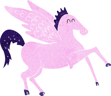 bir insan tarafından çizilmiş karikatür pegasus.