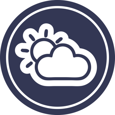 Güneş ve bulut dairesel simgesi bir insan tarafından çizilmiş.