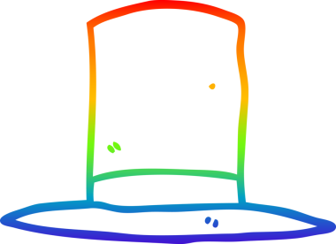 gökkuşağı gradyan çizgi çizimi bir insan tarafından çizilmiş silindir şapka