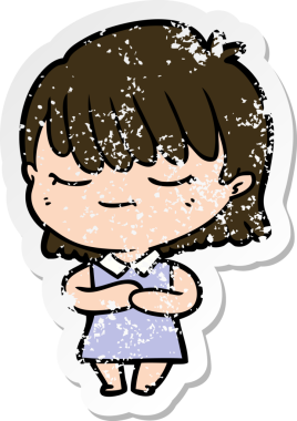 Bir insan tarafından çizilmiş karikatür bir kadının sıkıntılı çıkartması.