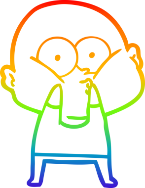 Gökkuşağı gradyan çizgi çizimi bir insan tarafından çizilmiş kel bir adamın çizimi