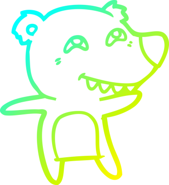 Bir insan tarafından çizilmiş dişleri gösteren bir kutup ayısının soğuk çizgi çizimi.