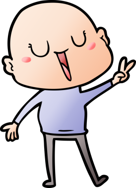 Bir insan tarafından çizilmiş mutlu, kel adam.