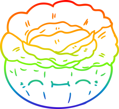 gökkuşağı gradyan çizgi çizimi bir insan tarafından çizilmiş lahana karikatürü