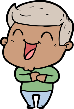 Bir insan tarafından çizilmiş gülen çizgi film adamı.