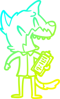 Bir insan tarafından çizilmiş gülen tilki satıcısının soğuk çizgisi.