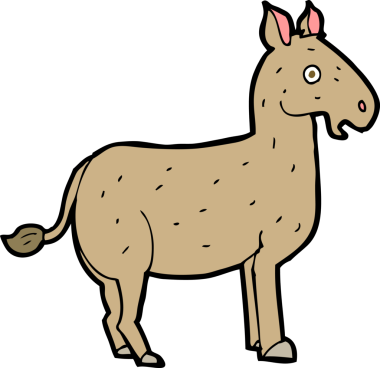 Bir insan tarafından çizilmiş çizgi film katırı.