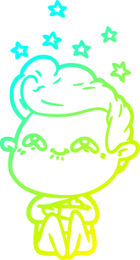 Bir insan tarafından çizilmiş, heyecanlı bir çizgi film çizimi.