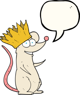 Bir insan tarafından çizilmiş taçla çizilmiş serbest konuşma balonu çizgi film faresi