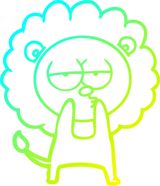 Bir insan tarafından çizilmiş, karikatür çizen, yorgun bir aslan.