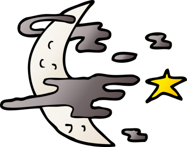 Bir insan tarafından çizilmiş ürkütücü ay karalaması.