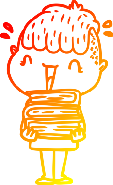 Sıcak bir çizgi film çizimi. Mutlu bir çocuk. Bir insan tarafından çizilmiş.