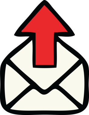 Bir insan tarafından çizilmiş sevimli bir e-posta karikatürü.