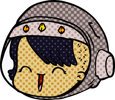 Bir insan tarafından çizilmiş mutlu astronot yüzü.