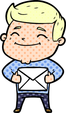 Bir insan tarafından çizilmiş mutlu karikatür adamı.