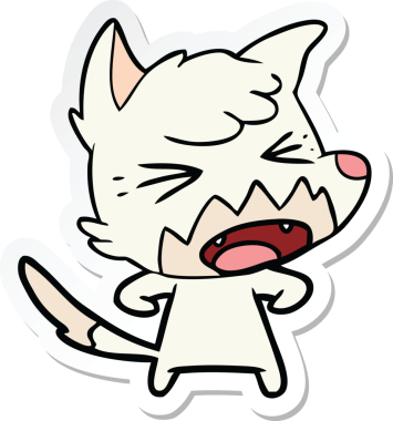 Bir insan tarafından çizilmiş kızgın bir tilkinin çıkartması.