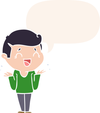 Bir insan tarafından çizilmiş retro tarzı konuşma baloncuğu olan kafası karışmış bir adam.