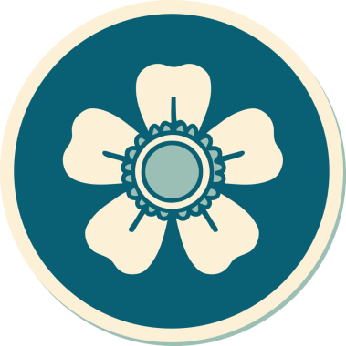 Bir insan tarafından çizilmiş geleneksel bir çiçek stiliyle dövme çıkartması.