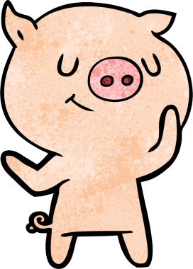 Bir insan tarafından çizilmiş mutlu çizgi film domuzu.