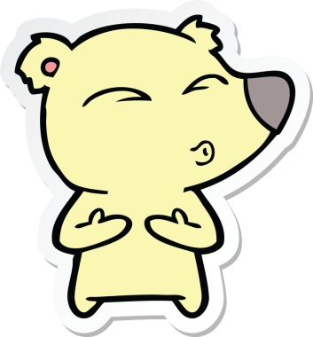 Bir insan tarafından çizilmiş ıslık çalan bir ayının çıkartması.