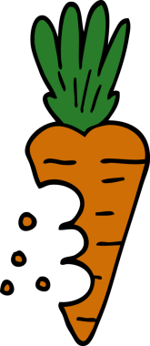 Bir insan tarafından çizilmiş ısırık izleri olan karalama havucu.