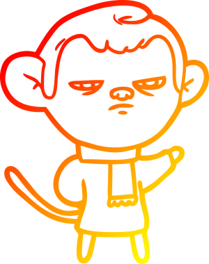 Bir insan tarafından çizilmiş çizgi film maymunu çizimi