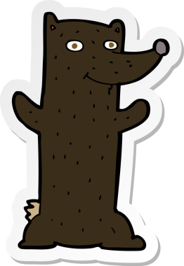 Bir insan tarafından çizilmiş karikatür kara ayısının çıkartması.