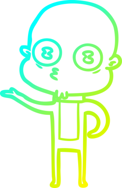 Bir insan tarafından çizilmiş garip, kel bir uzay adamının soğuk çizgi çizimi.