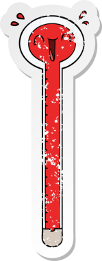 Bir insan tarafından çizilmiş karikatür termometresinin sıkıntılı çıkartması.