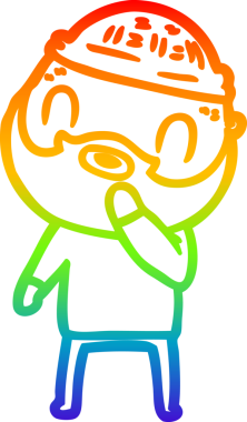 Gökkuşağı gradyan çizgi çizimi bir insan tarafından çizilmiş sakallı bir adamın