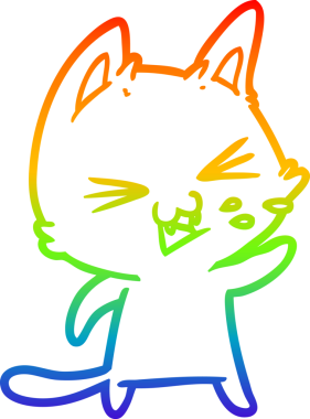 Gökkuşağı gradyan çizgi çizimi Bir insan tarafından çizilmiş bir çizgi kedi tıslama