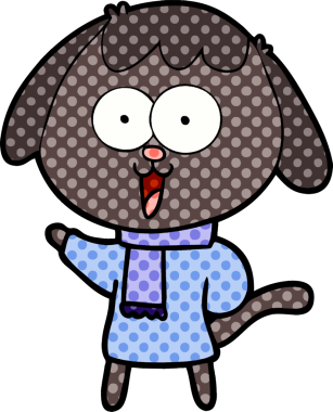 Bir insan tarafından çizilmiş şirin bir çizgi film köpeği.