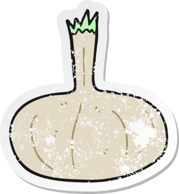 Bir insan tarafından çizilmiş karikatür soğanın sıkıntılı çıkartması.