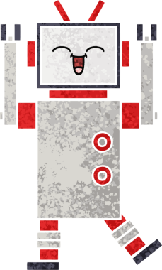 Bir insan tarafından çizilmiş bir robotun retro çizim tarzı karikatürü