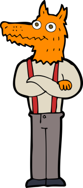 Bir insan tarafından çizilmiş komik tilki çizgi filmi