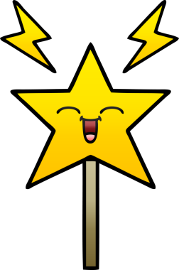 Bir insan tarafından çizilmiş sihirli değneğin gölgeli çizgi filmi.