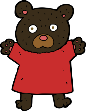 Bir insan tarafından çizilmiş şirin siyah ayı.