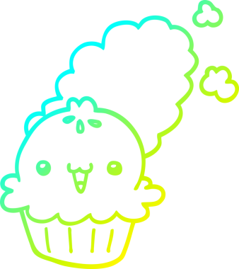 Bir insan tarafından çizilmiş tatlı bir turtanın soğuk gradyan çizimi