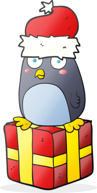 Bir insan tarafından çizilmiş serbest çizilmiş karikatür noel pengueni