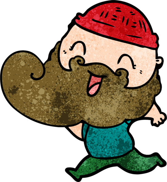 Bir insan tarafından çizilmiş mutlu sakallı adam.