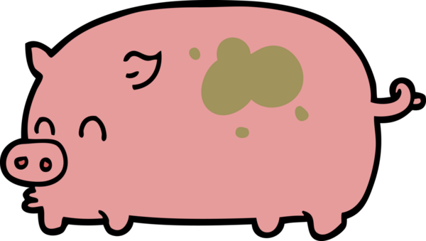 Bir insan tarafından çizilmiş şirin çizgi film domuzu.