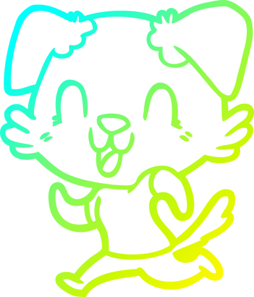 Bir insan tarafından çizilmiş gülen çizgi film köpeğinin soğuk gradyan çizimi