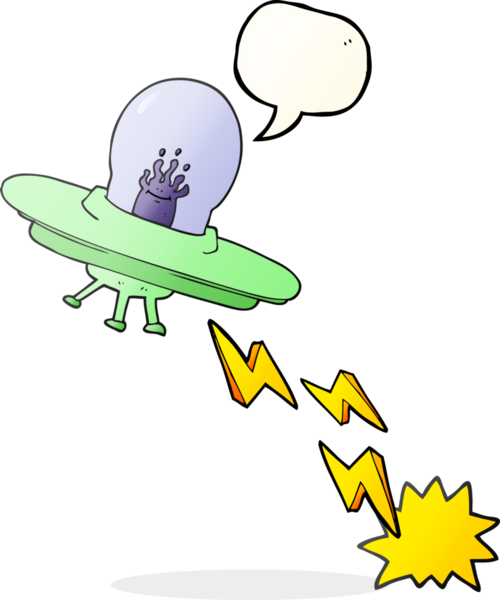 Bir insan tarafından çizilmiş serbest konuşma balonu uçan daire.