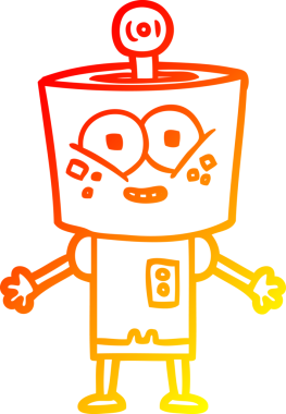 Bir insan tarafından çizilmiş mutlu bir çizgi robot çizimi