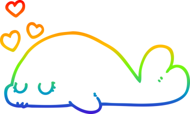 Gökkuşağı gradyan çizgisi bir insan tarafından çizilmiş şirin bir yunus çizgi